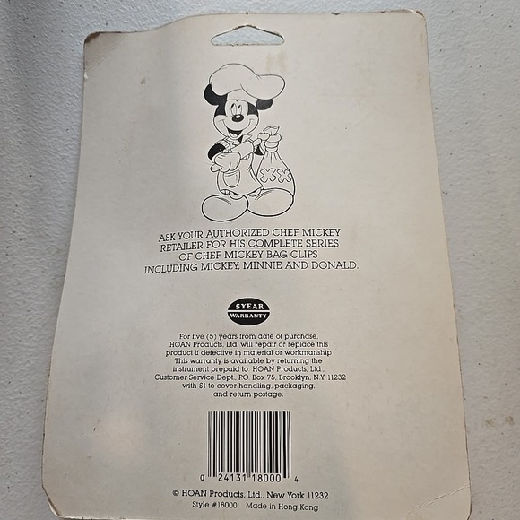 Vintage Chef Mickey Disney Mickey Mouse Bag Clip Chip Clip New HOAN Products - Picture 4 of 6
